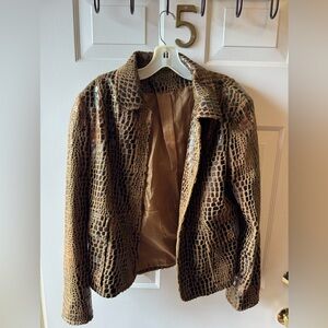 Women’s Brown Crocodile Pattern Jacket